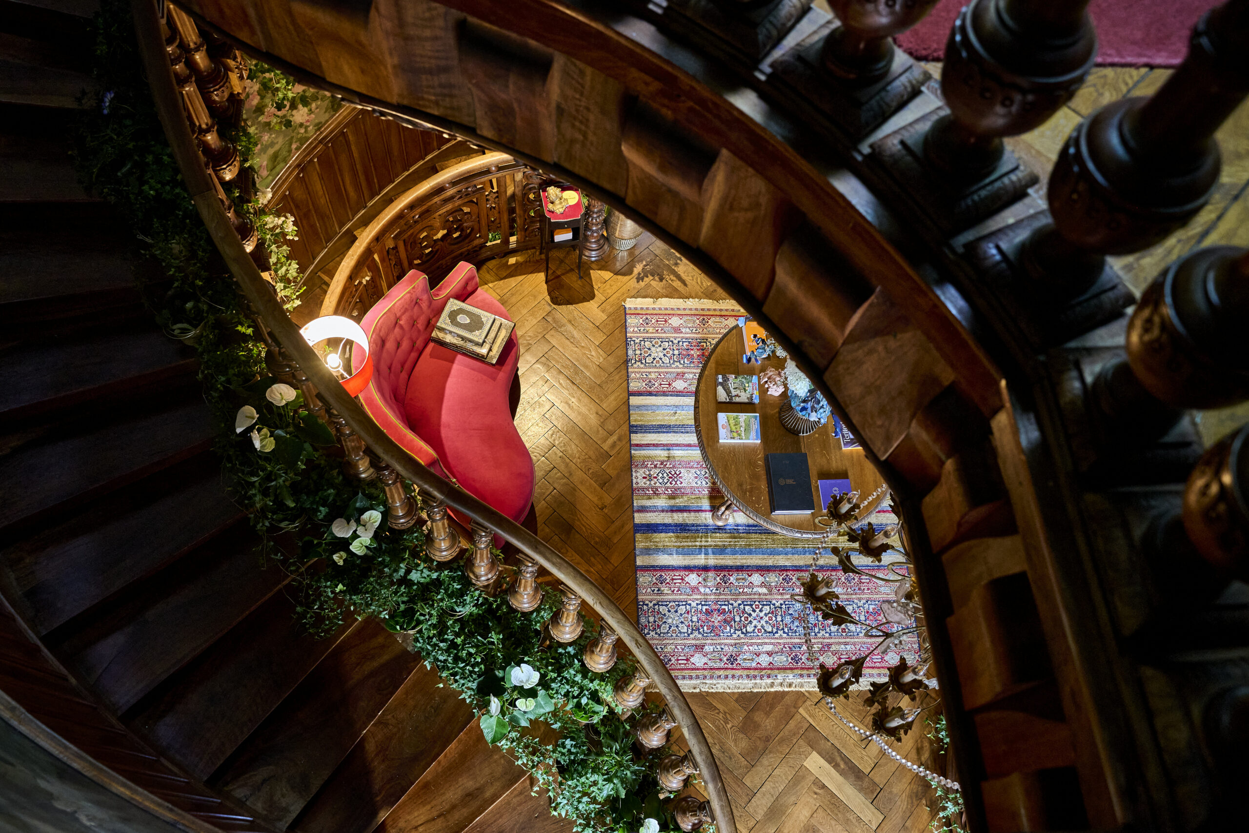 The wooden staircases of the castle
